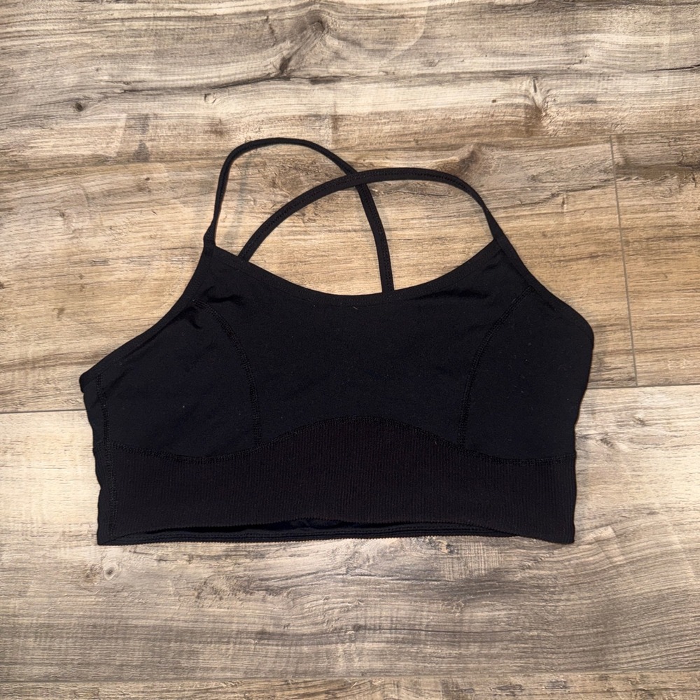 Zyia Active Sports Bra Womens XL Black Strappy Criss Cross Yoga Athletic Workout